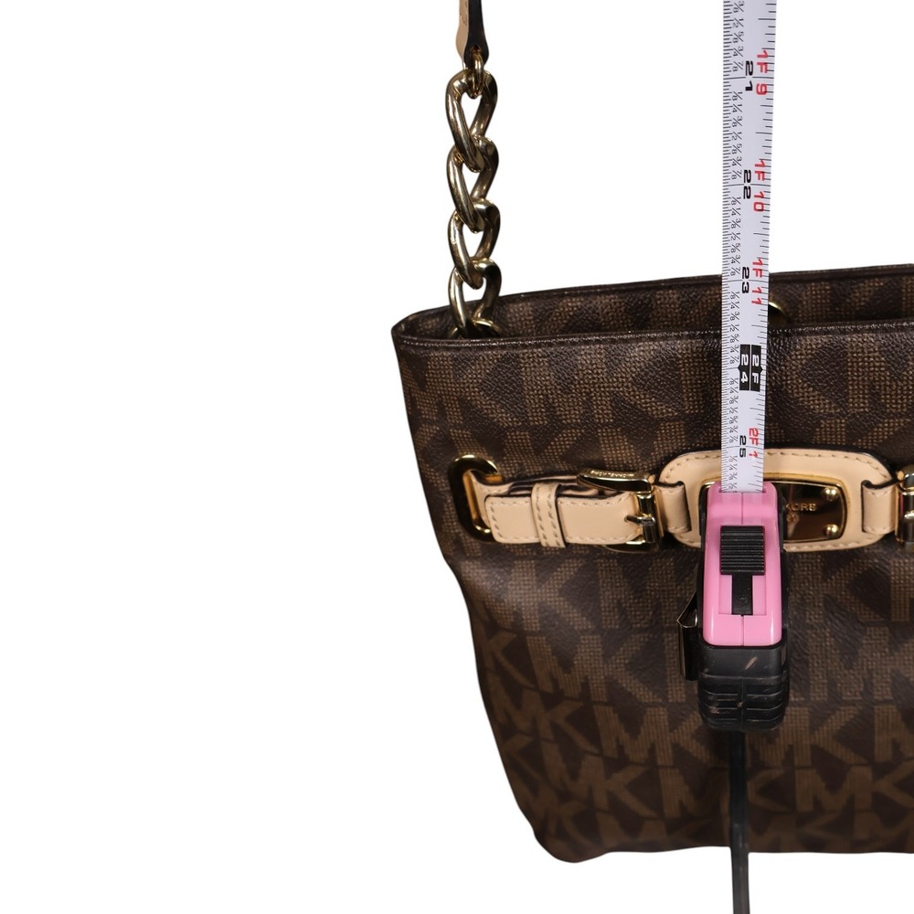Michael Kors Hamilton Large Crossbody Messenger Brown MK Signature PVC Gold Bag - Picture 11 of 13